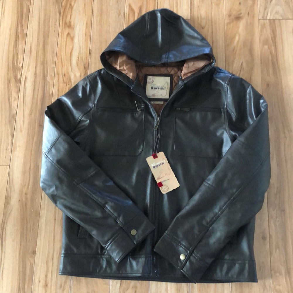NWT Whispering Smith Leather Hooded Jacket